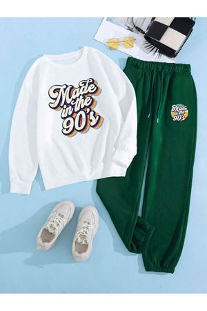 beyaz-yeşil alt üst takım MADE IN 90'S