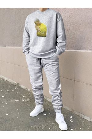 GRİ OVERSİZE BİSİKLET YAKA EŞOFMAN TAKIMI ANTALS