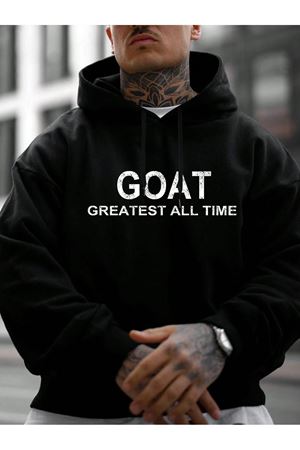 Goat Sweatshirt - Siyah Oversize Baskılı Kapüşonlu