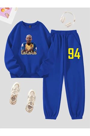 BİSİKLET YAKA OVERSİZE KALIP FUTBOL BASKILI SWEATSHİRT TAKIM