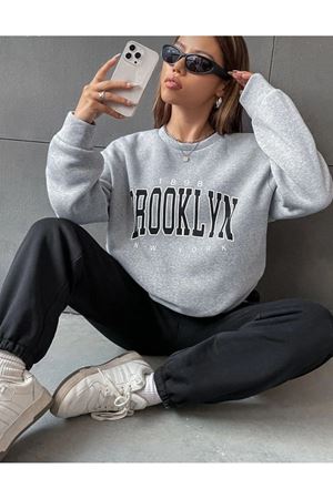 Oversize Basic Eşofman Takımı ALT Siyah ÜST GRİ