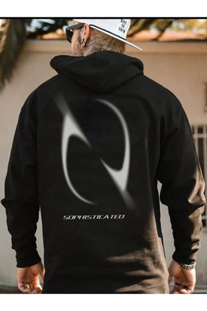 Sophisticated Baskılı Unisex Sweatshirt Kapşonlu Siyah Hoodie