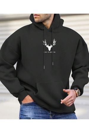 Kapüşonlu Oversize Sweatshirt SİYAH MEET TO YOU