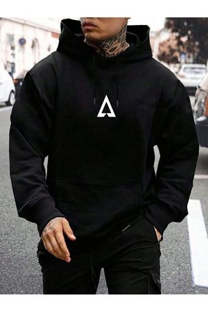 Oversize Kapüşonlu Sweatshirt Minimal Üçgen