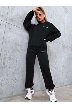 Siyah Kapüşonlu Kombin Alt Üst Eşofman Takımı private