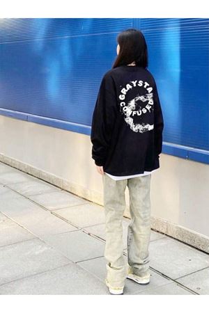 BİSİKLET YAKA OVERSİZE Sweatshirt Siyah GRAY STAR