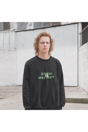 Time Baskılı Sweatshirt - Bisiklet Yaka,oversize,tasarım,trend