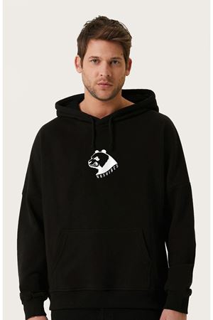 Unisex Oversize Minimal Bear Baskılı Kapüşonlu Sweatshirt