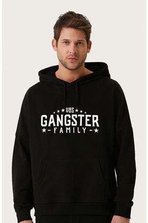 Unisex Oversize Gangster Family Baskılı Kapüşonlu Sweatshirt