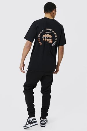 Gang Serıes Erkek Siyah Oversize Vibes Gang Baskılı T-shirt