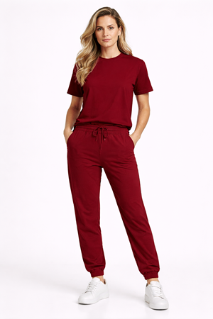 Kırmızı Basic Eşofman Tişört Takım