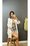 Kadın Oversize Uzun Gömlek-Pareo - Bürümcük Kumaş Oversize Rahat Kesim