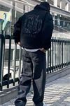 Eh Xrfdu Sweatshirt - Siyah Baskılı Oversize Kapüşonlu
