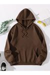Unisex Kahverengi Kapşonlu Oversize Sweatshirt