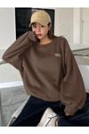 Kadın Stagger Sweatshirt Kahverengi
