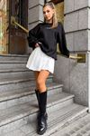 Fetch Tasarım Sweatshirt - Siyah Baskılı Oversize Bisiklet Yaka