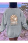 Exodus 14:14 Kışlık Kalın Sweatshirt - Gri Baskılı Oversize Kalın Kışlık Bisiklet Yaka