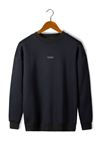 Unisex Siyah Önü Veaven Baskılı Oversize Kalın Üç Iplik Şardonlu Bisiklet Yaka Sweatshirt
