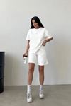 Ugly Baskılı Beyaz Şort T-shirt Takım  Oversize Bisiklet Yaka Tişört Takım Unisex 
