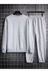 Erkek Düz Eşofman Takımı Sweatshirt Jogger - Gri Oversize Şardonlu Bisiklet Yaka