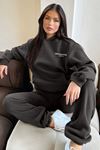 Antrasit Fetch Series 6 Eşofman Takımı - Baskılı Oversize Kapüşonlu