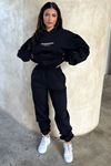 So Fetch Series 2 Eşofman Takımı Sweatshirt Jogger - Siyah Baskılı Oversize Şardonlu Kapüşonlu