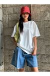 The Future T-Shirt - Beyaz Oversize Baskılı Bisiklet Yaka