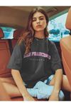 Füme Oversize San Francisco T-shirt - Oversize Baskılı