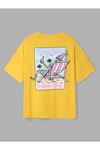 Today Was Good Day Süprem T-Shirt - Sarı Baskılı Oversize Bisiklet Yaka Kısa Kol Tişört