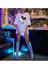 Oops ! T-shirt - Beyaz Baskılı Oversize Bisiklet Yaka Kısa Kol Tişört