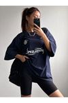 Fantastıc Süprem T-Shirt - Siyah Baskılı Oversize Bisiklet Yaka Kısa Kol Tişört