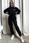 Siyah Fetch Series 6 Eşofman Takımı - Baskılı Oversize Kapüşonlu