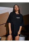 Destiny T-shirt - Siyah Baskılı Oversize Bisiklet Yaka Kısa Kol Tişört