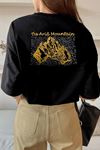 Arid Mountain T-shirt - Siyah Baskılı Oversize Bisiklet Yaka Kısa Kol Tişört