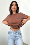 Kahverengi Oversize Fetch Series 6 T-shirt - Oversize Baskılı