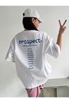 Beyaz Oversize Prospect T-shirt - Oversize Baskılı