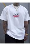California Paradise Süprem T-Shirt - Beyaz Baskılı Oversize Bisiklet Yaka Kısa Kol Tişört