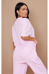 Düz Süprem T-Shirt - Pembe Oversize Bisiklet Yaka Kısa Kol Tişört