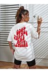 Good Things T-shirt - Beyaz Baskılı Oversize Bisiklet Yaka Kısa Kol Tişört