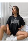 California W.c T-shirt - Siyah Baskılı Oversize Bisiklet Yaka Kısa Kol Tişört