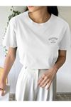 Sunshine 1982 Süprem T-Shirt - Beyaz Baskılı Oversize Bisiklet Yaka Kısa Kol Tişört