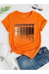 Leopar Desen Kalpler Süprem T-Shirt - Turuncu Baskılı Oversize Bisiklet Yaka Kısa Kol Tişört