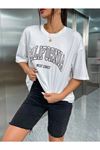 California W.c T-shirt - Beyaz Baskılı Oversize Bisiklet Yaka Kısa Kol Tişört