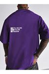 Unisex Mor Oversiz Still Follow Freedom Baskılı Örme T-shirt