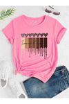 Leopar Desen Kalpler Süprem T-Shirt - Pembe Baskılı Oversize Bisiklet Yaka Kısa Kol Tişört