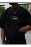 SIYAH OVERSIZE KALIP MONTE CARLO BASKILI TSHIRT