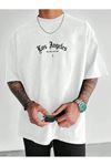 OVERSIZE KALIP LOSANGLES BASKILI TSHIRT