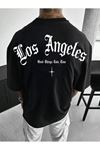 OVERSIZE KALIP LOSANGLES BASKILI TSHIRT