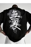 SIYAH OVERSIZE KESIM JAPAN DRAGON BASKILI TSHIRT