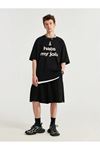 SİYAH OVERSİZE KALIP I HATE BASKILI TSHIRT